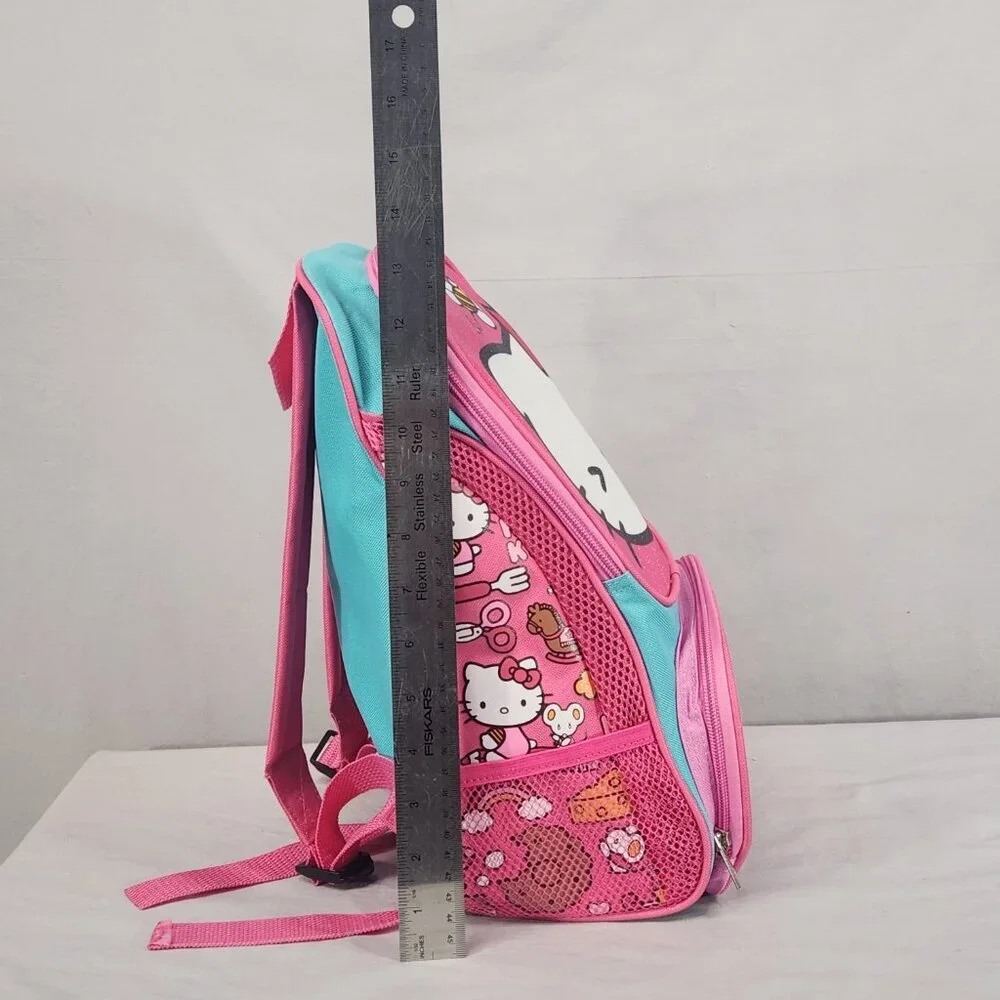 Hello Kitty Back Pack Book Bag Pink Turquoise Pocket NWOT SANIRO